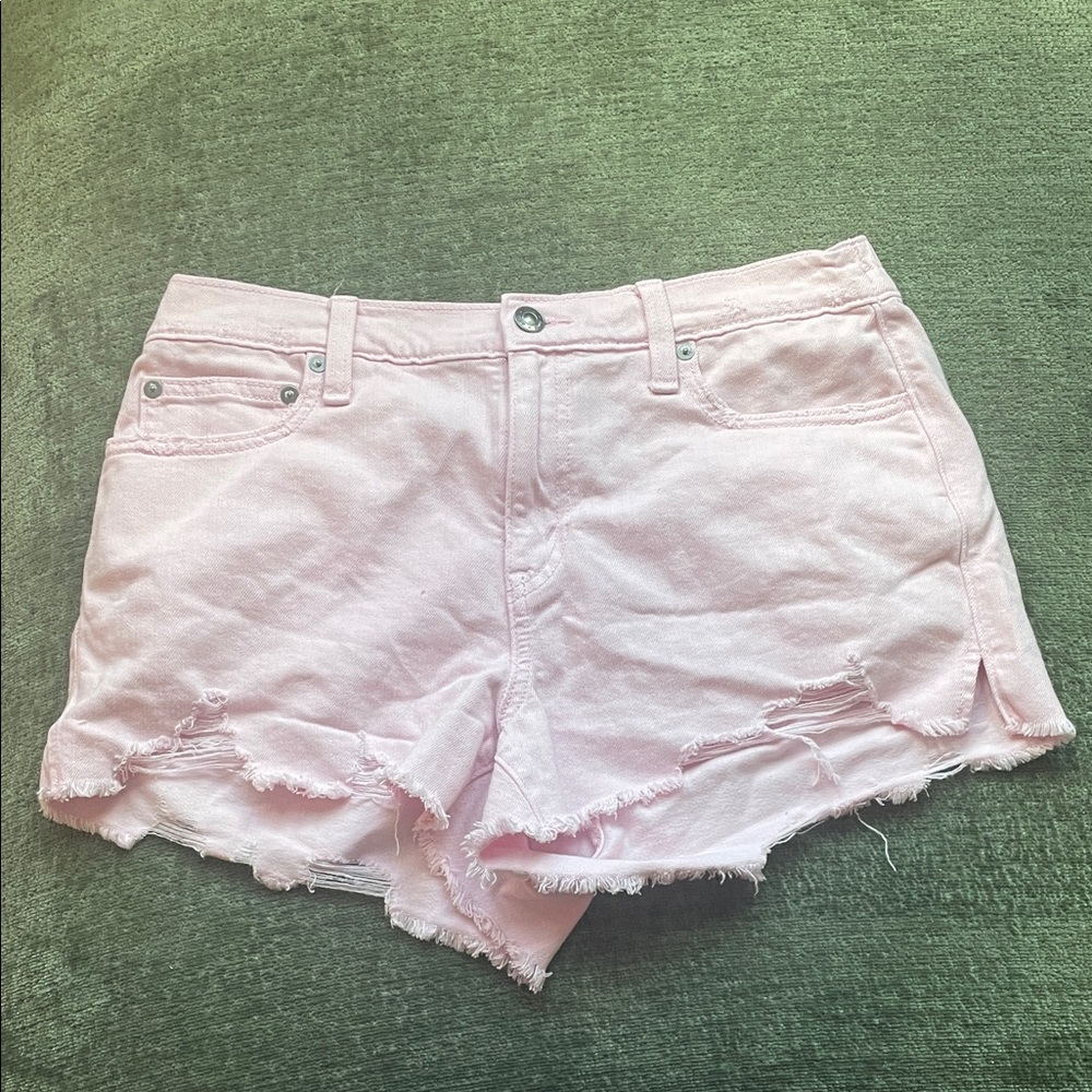 Aerie Light Pink Distressed Jean Shorts